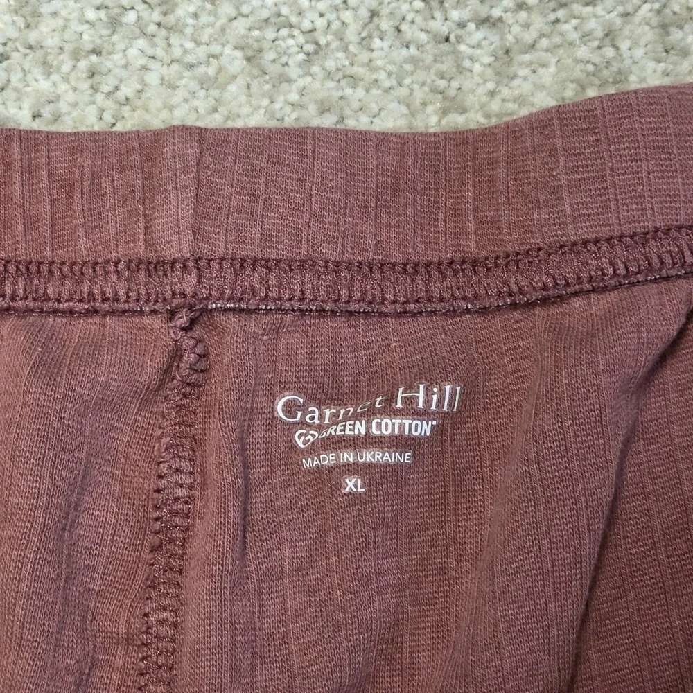 Garnet Hill‎ Women's Mauve Knit Sleep Pajama Set Shorts T Shirt Cotton Blend XL